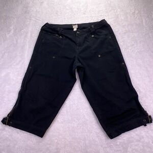 Venezia Women's Plus Size 16 Black Cropped Capri Pant Buckle & Zipper Leg 36x20
